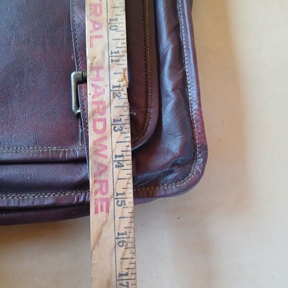 Leather Bag Laptop Genuine Leather Messenger Briefcase Satchel Cognac Brown - Picture 11 of 11